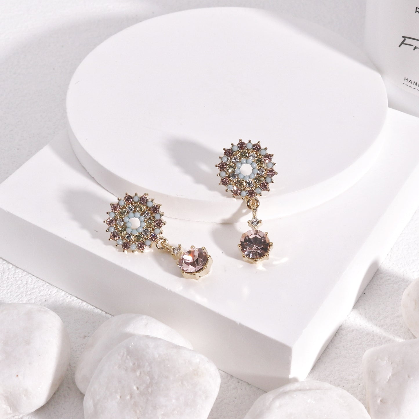 Crystal Starburst Drop Dangle Earrings