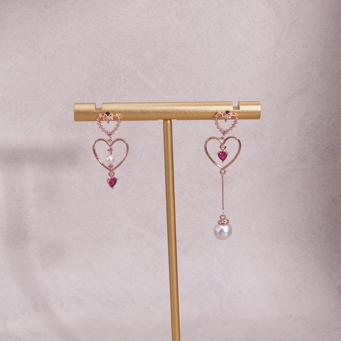 Avelyn Asymmetrical Heart Pearl Dangle Earrings