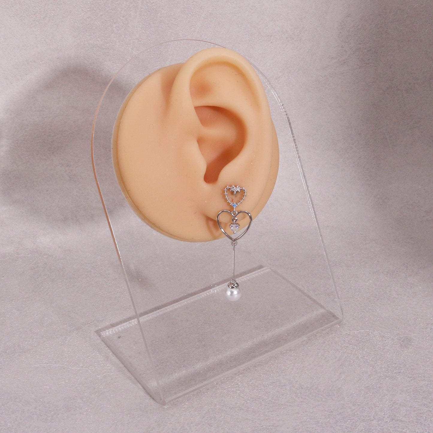 Avelyn Asymmetrical Heart Pearl Dangle Earrings