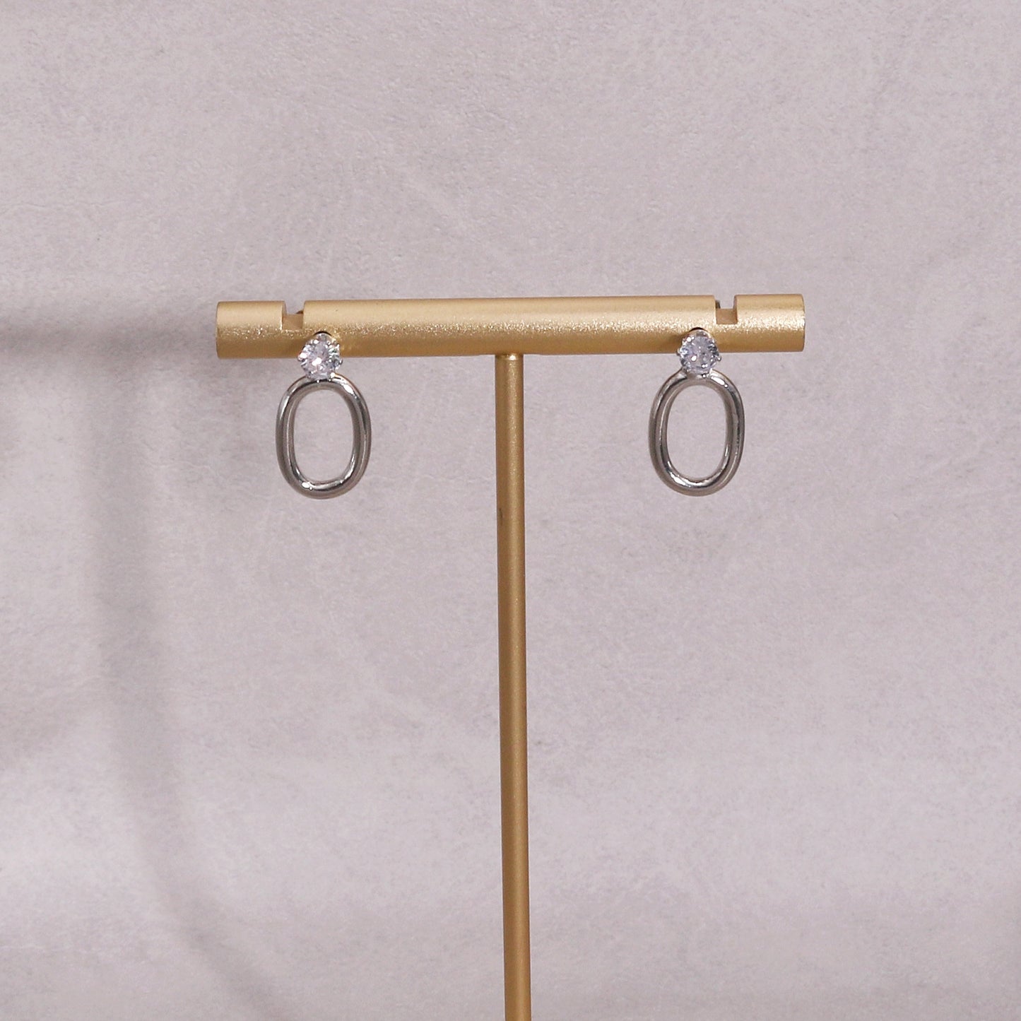 Holly Minimalist Oval Metal Stud Drop Earrings