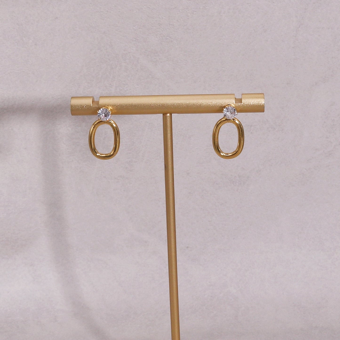 Holly Minimalist Oval Metal Stud Drop Earrings