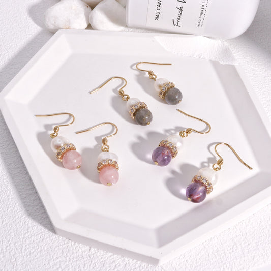 Stoned Essentials No.8 Natural Gem Drop Earrings
