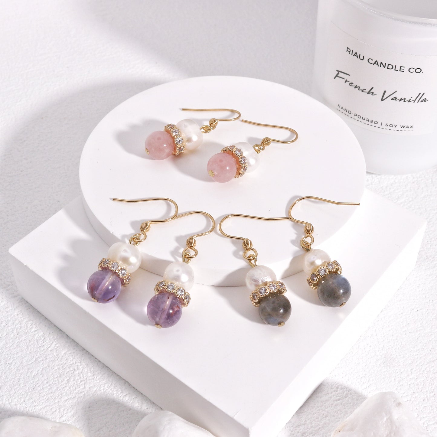 Stoned Essentials No.8 Natural Gem Drop Earrings