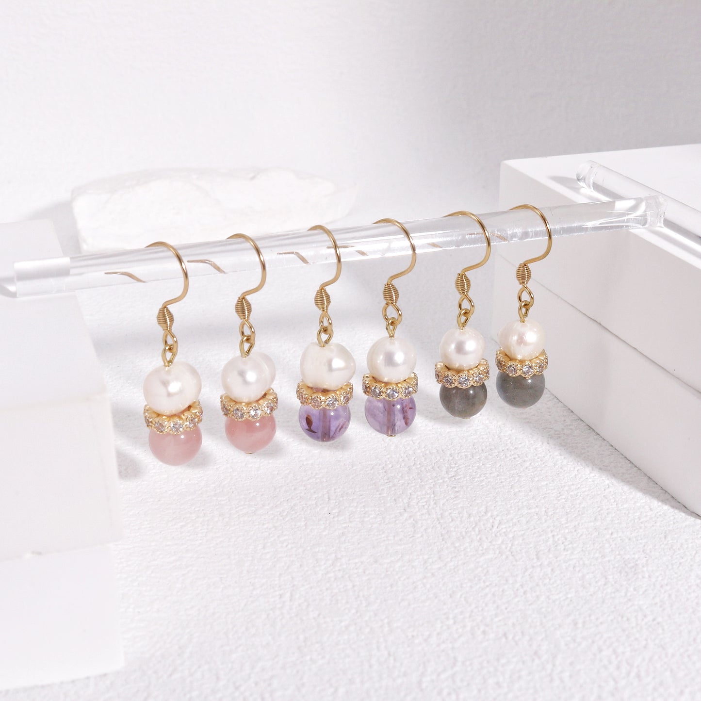 Stoned Essentials No.8 Natural Gem Drop Earrings