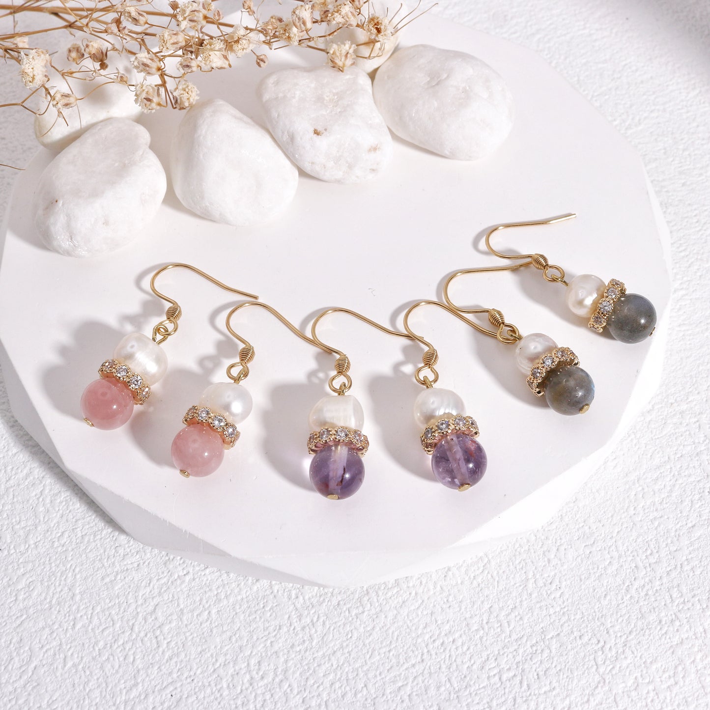 Stoned Essentials No.8 Natural Gem Drop Earrings