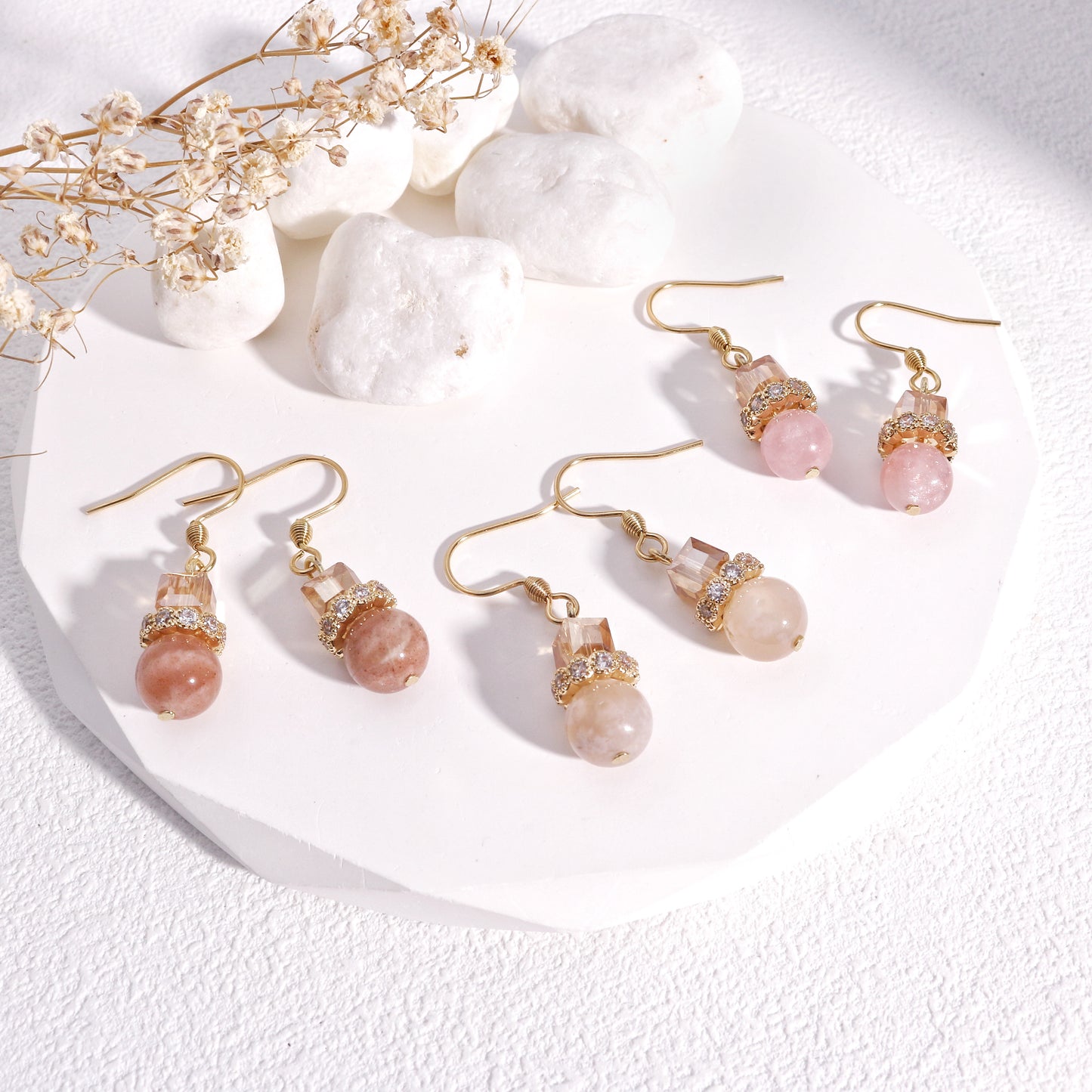 Stoned Essential Handmade Natural Gem Drop Earrings