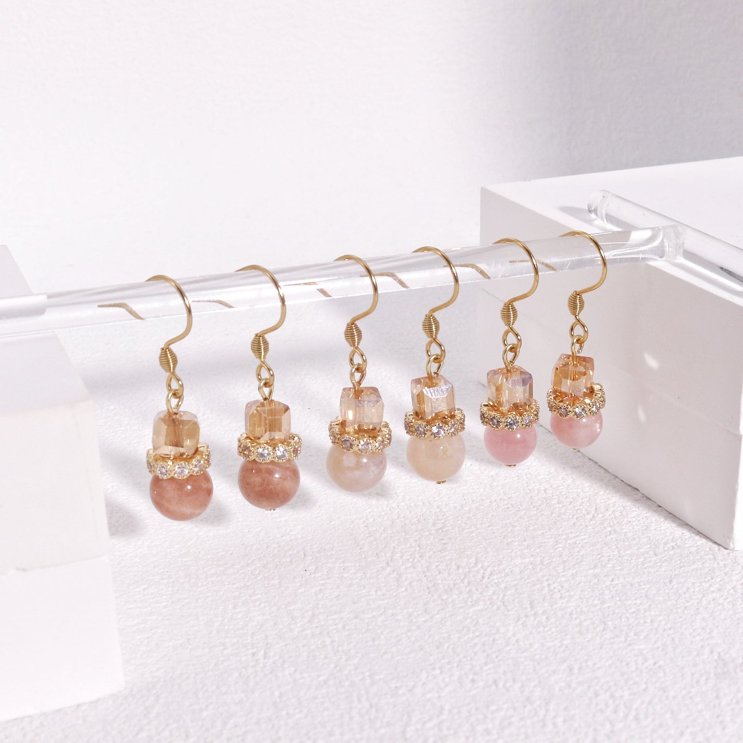 Stoned Essential Handmade Natural Gem Drop Earrings