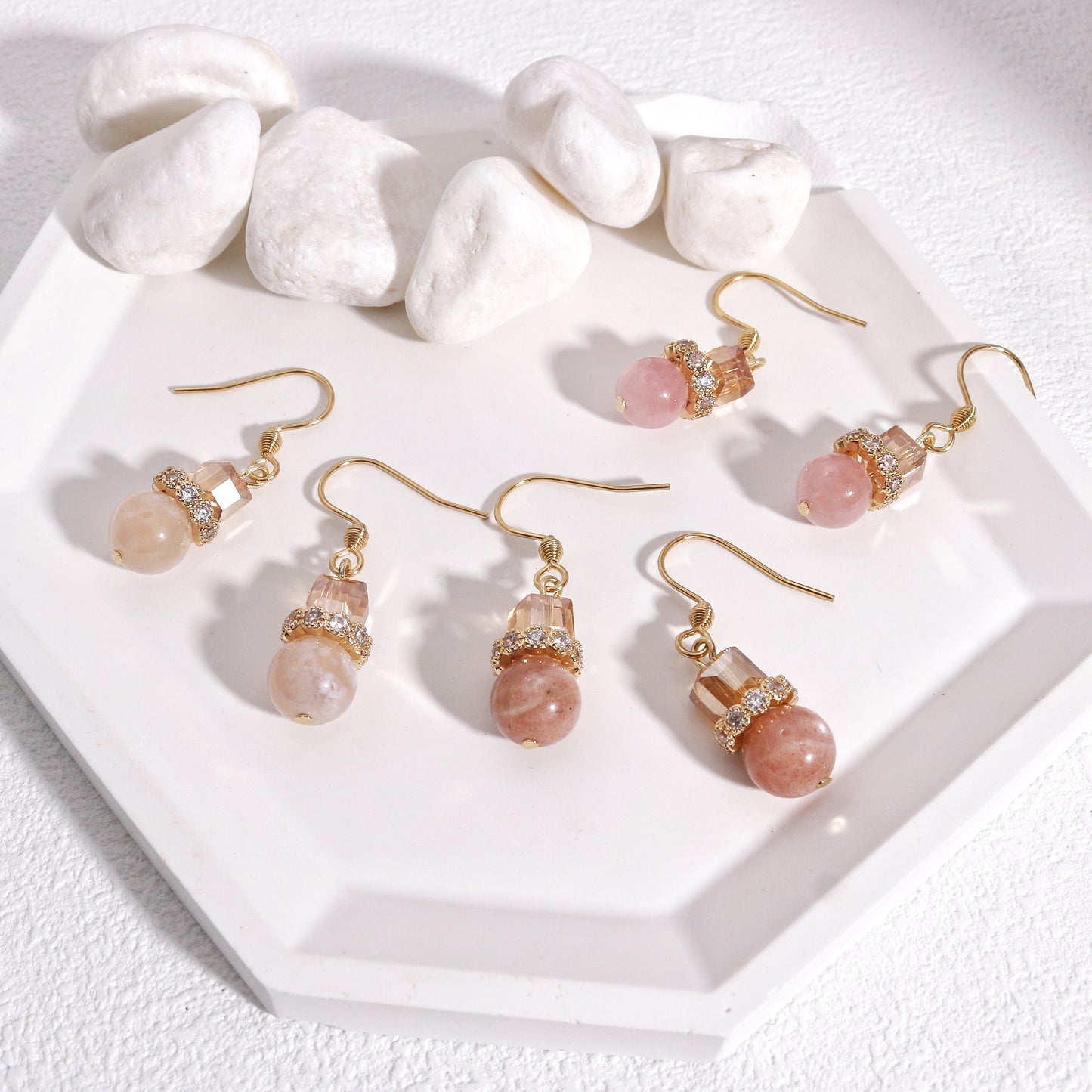 Stoned Essential Handmade Natural Gem Drop Earrings