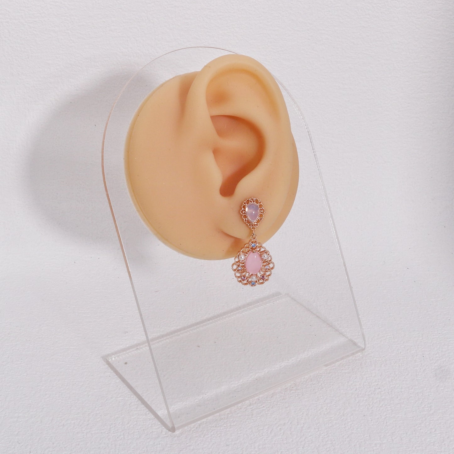 Evening Pastel Pink Blue Crystal Dangle Earrings