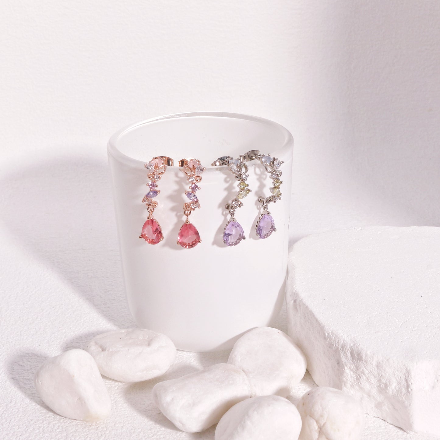 Isabella Dainty Gems Hoop Drop Earrings