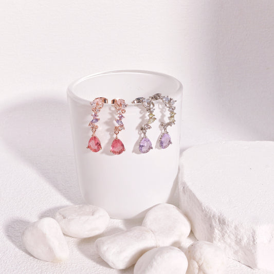 Isabella Dainty Gems Hoop Drop Earrings
