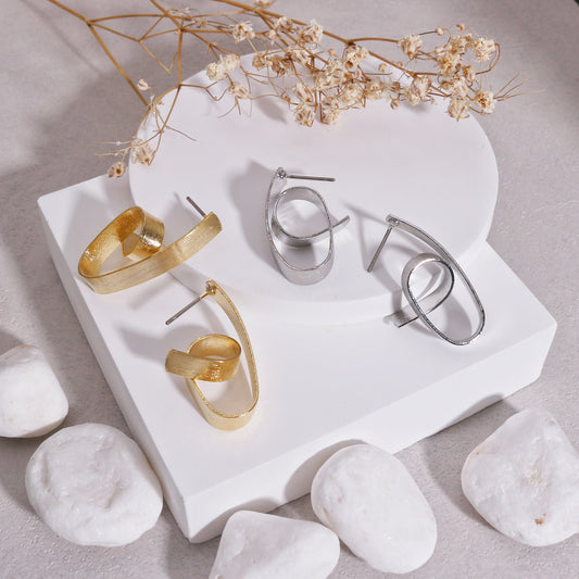 Kimber's Ribbon Styled Matte Minimalist Earrings