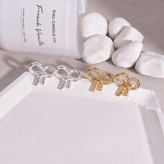 Leona Statement Bow Tie Ribbon Stud Earrings