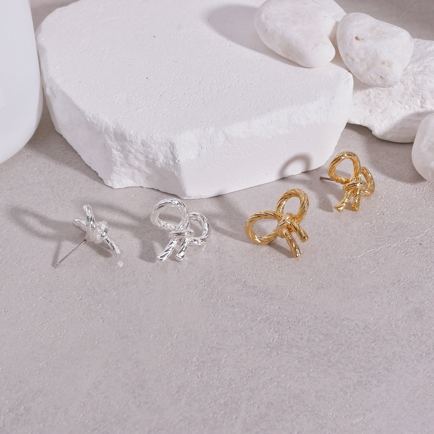 Leona Statement Bow Tie Ribbon Stud Earrings