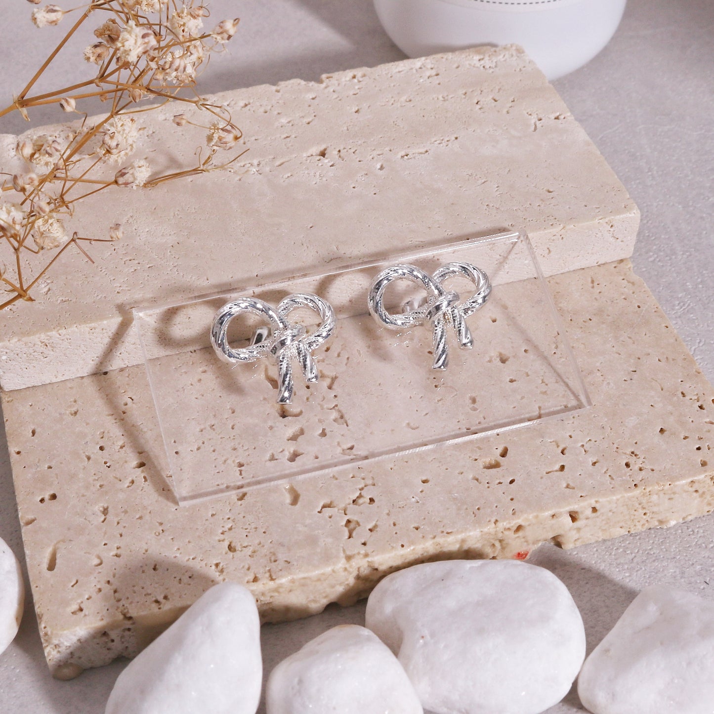 Leona Statement Bow Tie Ribbon Stud Earrings