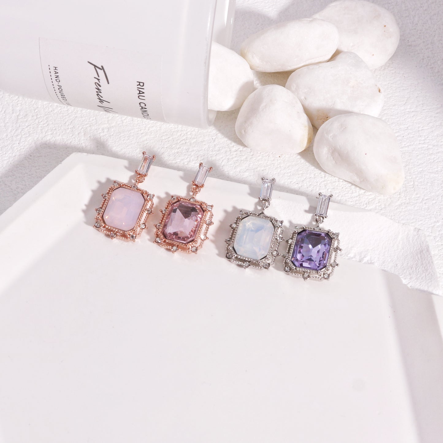 Vivienne Asymmetric Vintage Crystal Drop Earrings