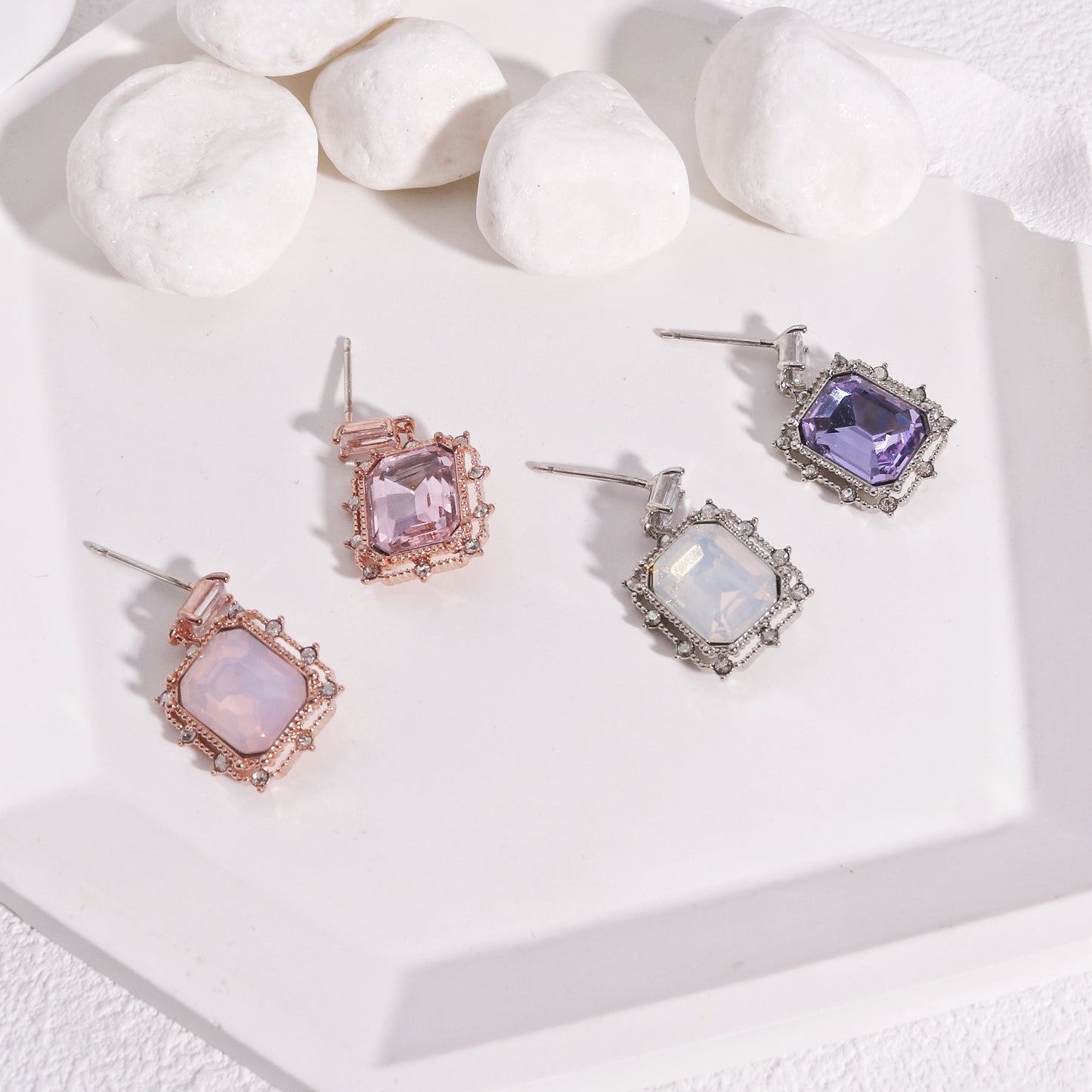 Vivienne Asymmetric Vintage Crystal Drop Earrings