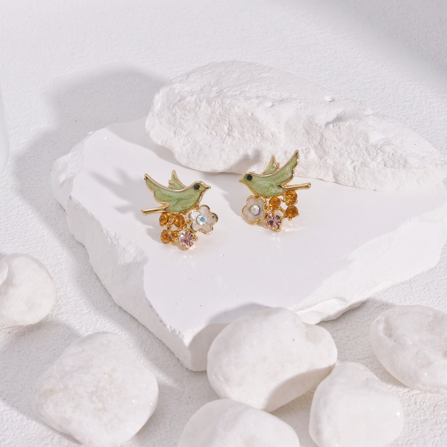 Everly Hand-painted Dove Stud Earrings