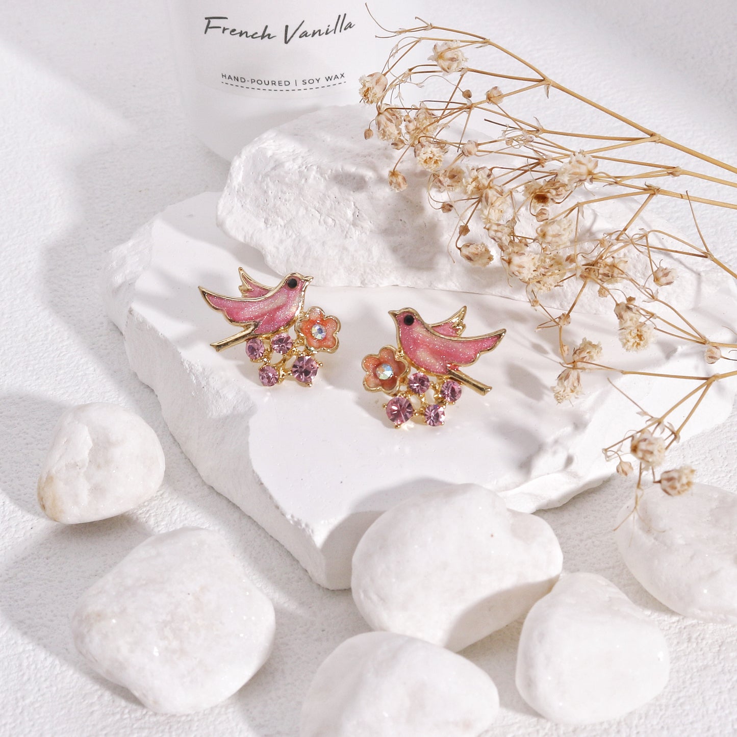 Everly Hand-painted Dove Stud Earrings