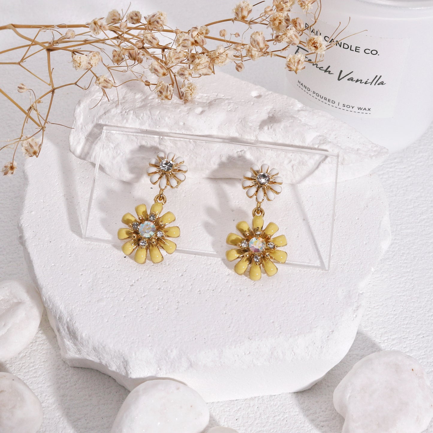 Cynthia Sweet Pastel Floral Dangle Earrings