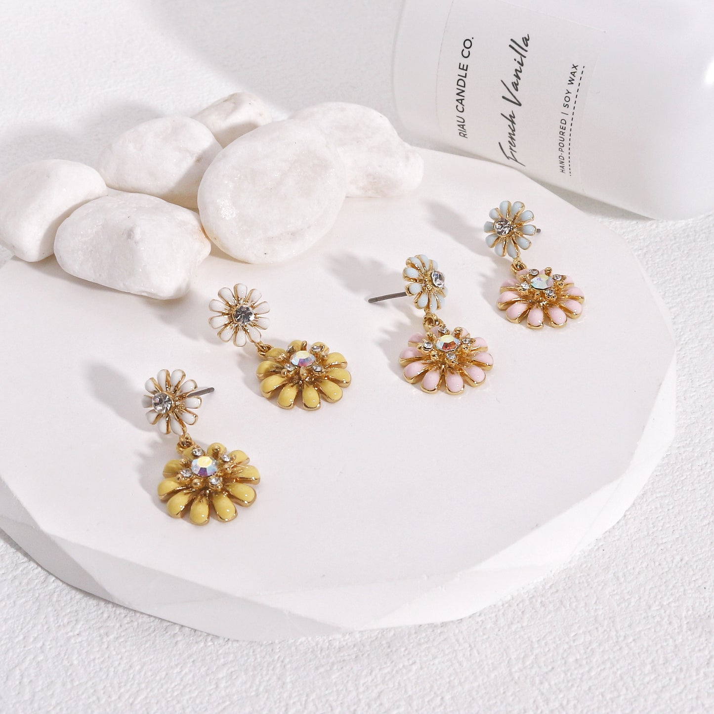 Cynthia Sweet Pastel Floral Dangle Earrings