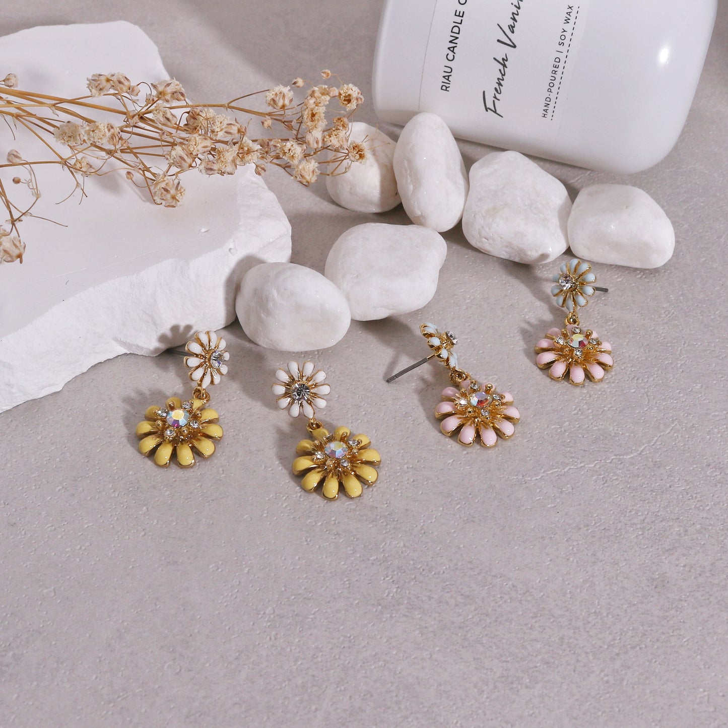 Cynthia Sweet Pastel Floral Dangle Earrings