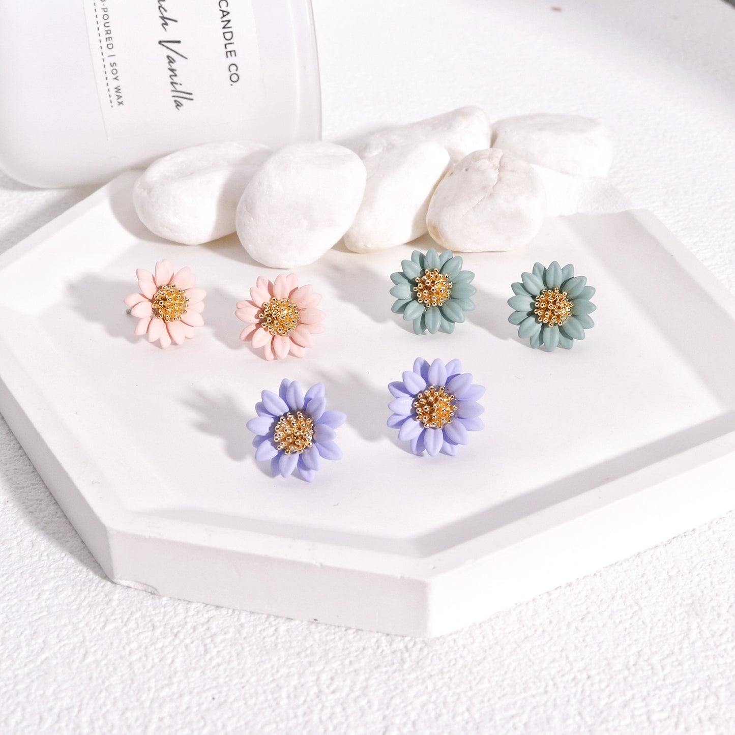 Riley Pastel Colored Dainty Floral Stud Earrings