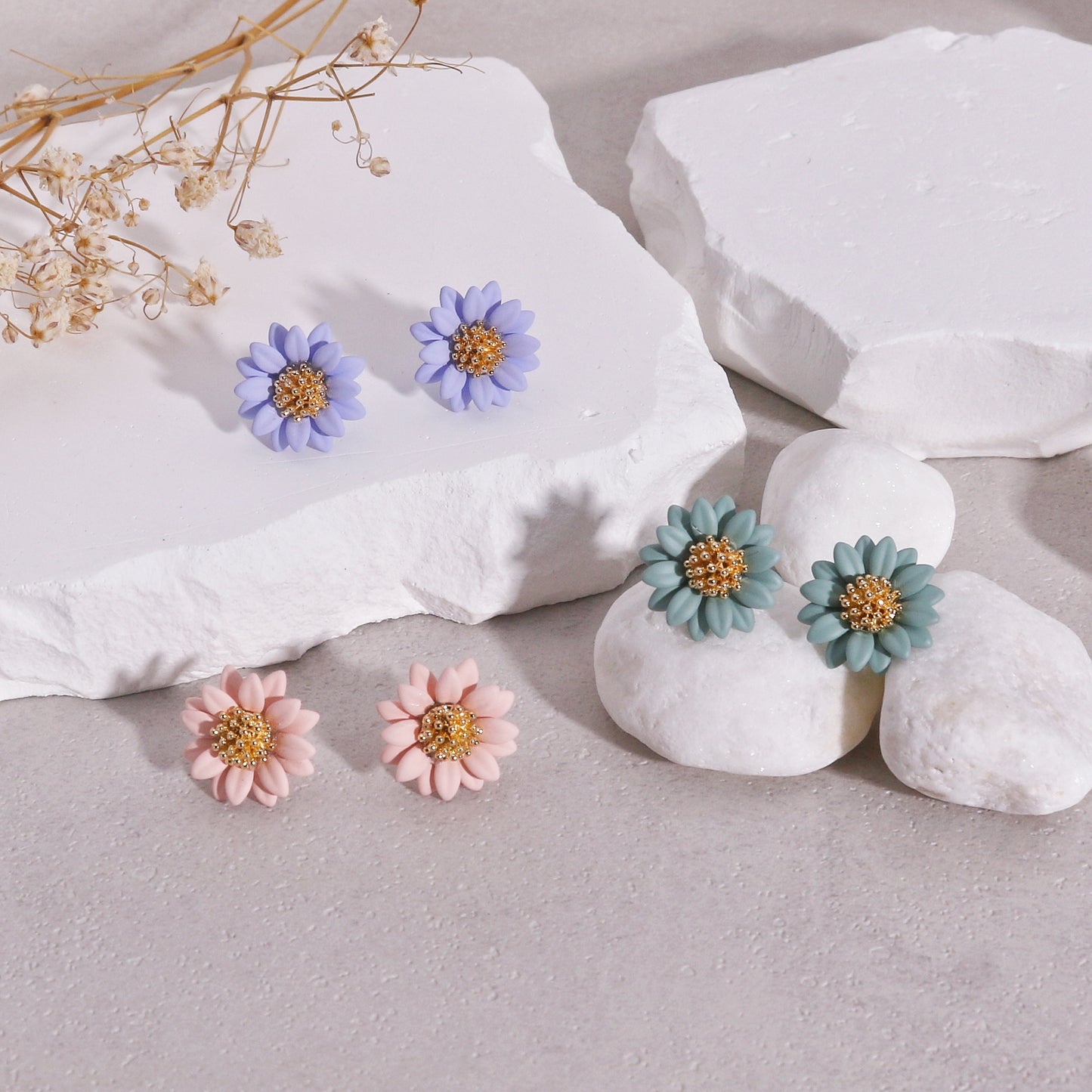 Riley Pastel Colored Dainty Floral Stud Earrings