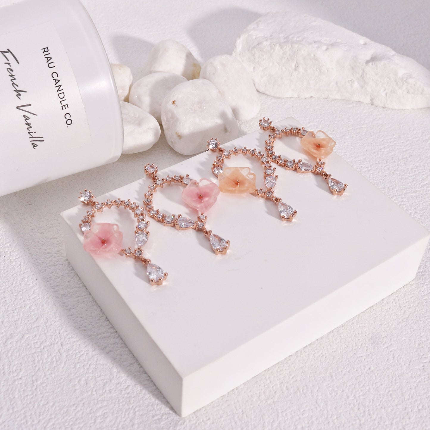 Althea Glamorous CZ Sparkle Sakura Drop Earrings