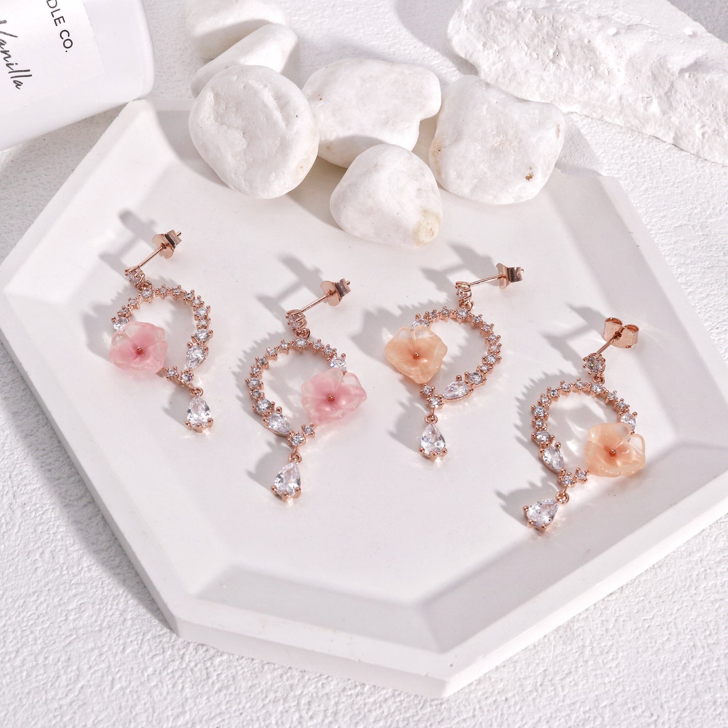 Althea Glamorous CZ Sparkle Sakura Drop Earrings
