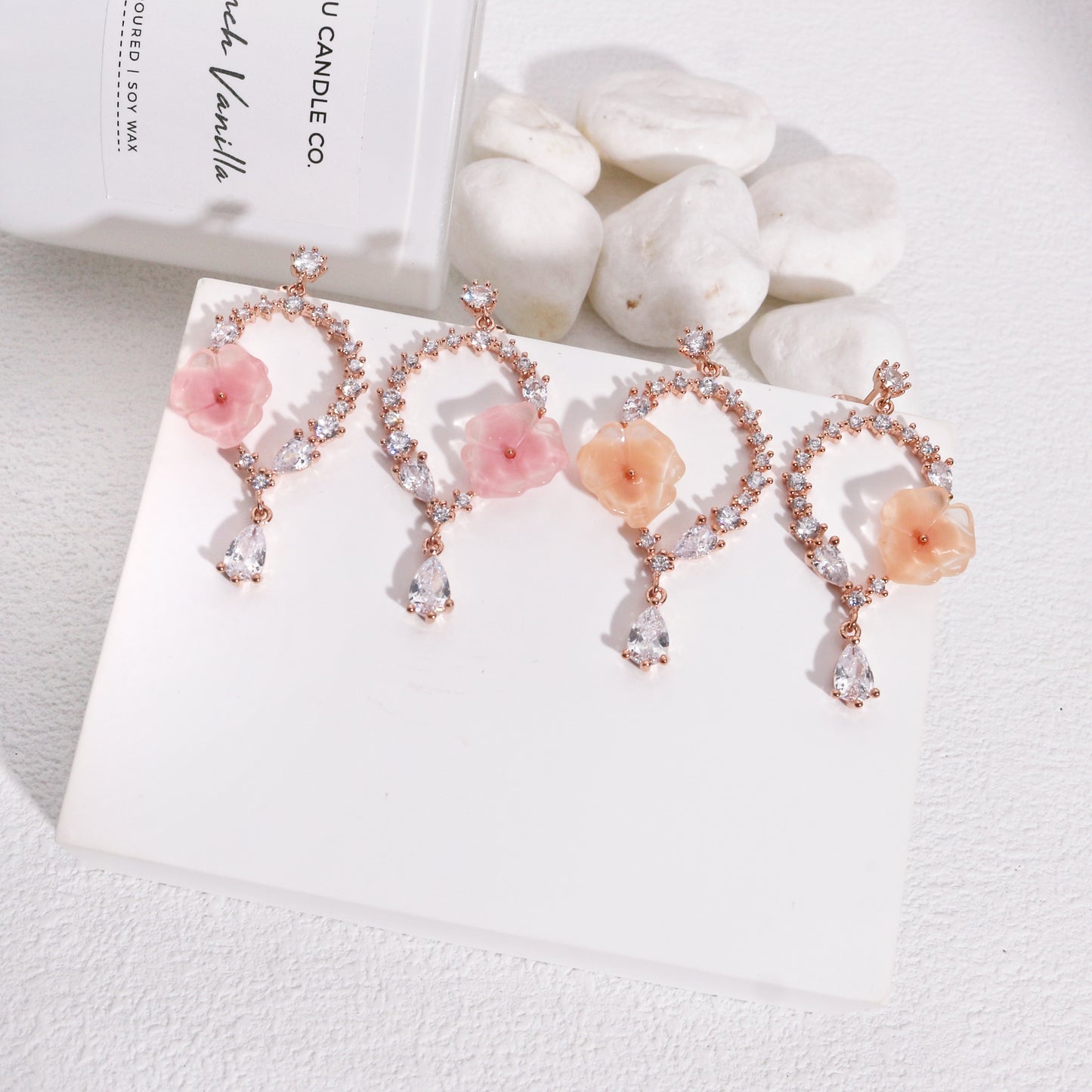 Althea Glamorous CZ Sparkle Sakura Drop Earrings