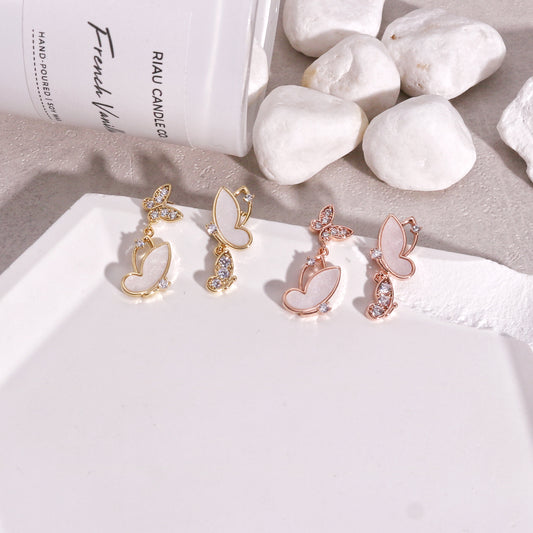 Ava Delicate Asymmetrical Butterfly CZ Dangle Earrings