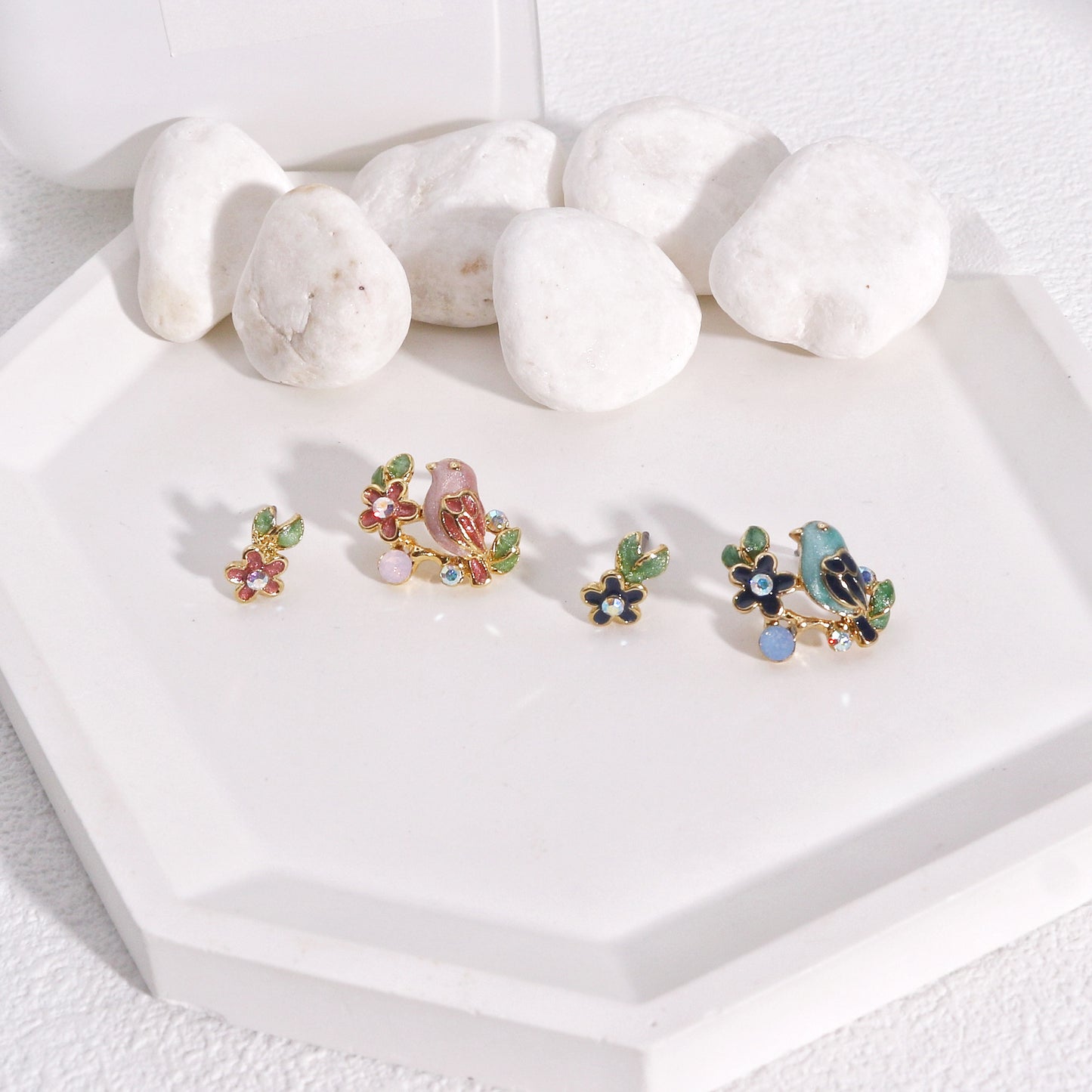 Rosalie Asymmetrical Little Bird Stud Earrings