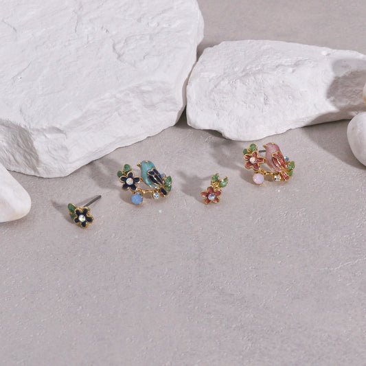 Rosalie Asymmetrical Little Bird Stud Earrings