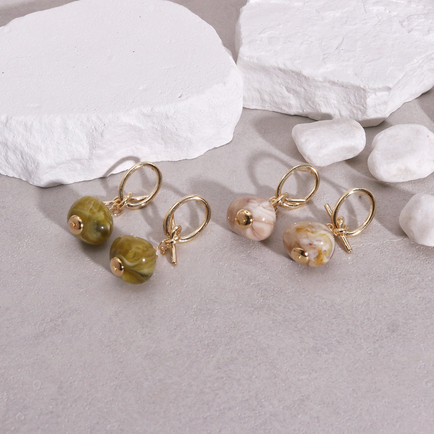 Vivienne Handmade Resin Gemstone Drop Earrings