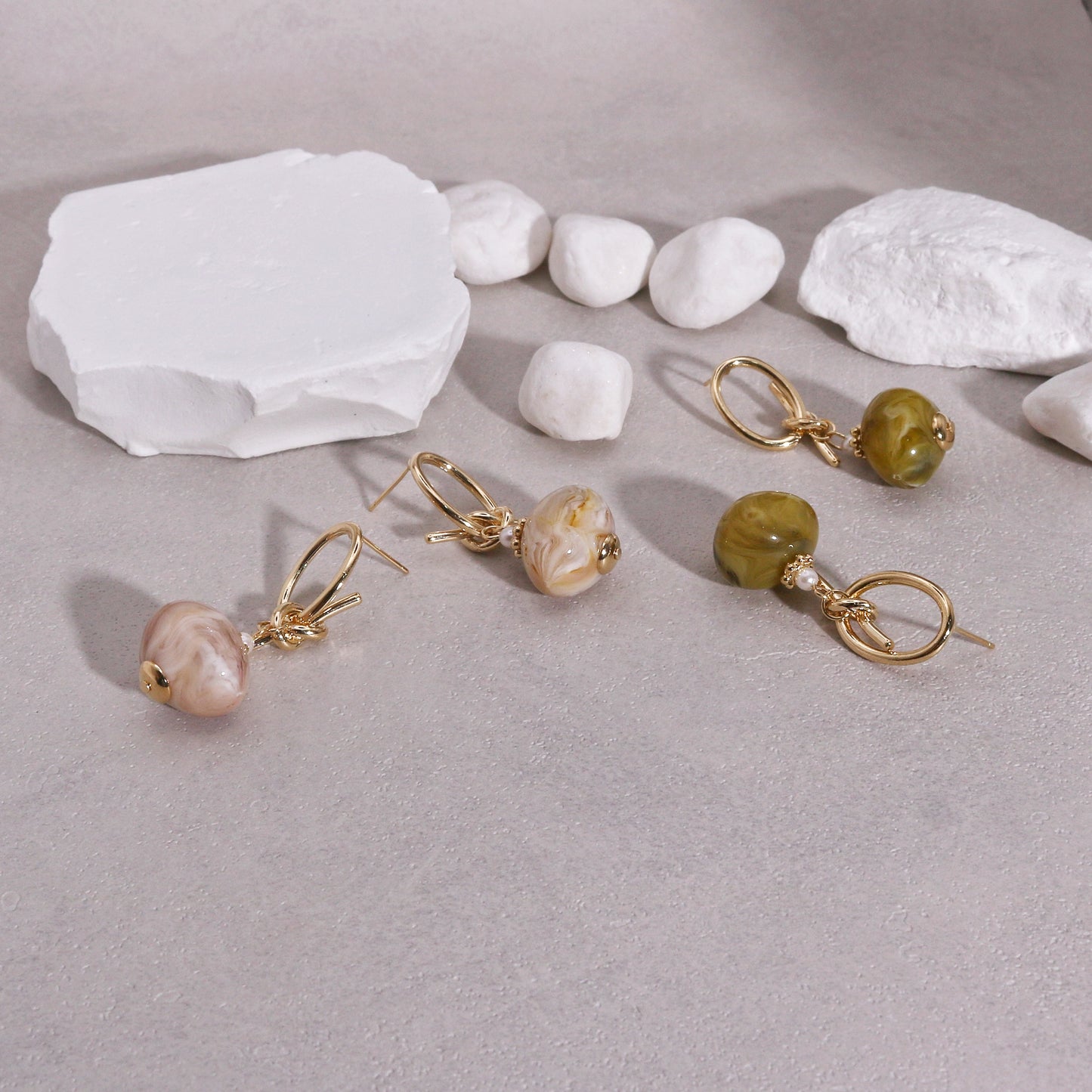 Vivienne Handmade Resin Gemstone Drop Earrings