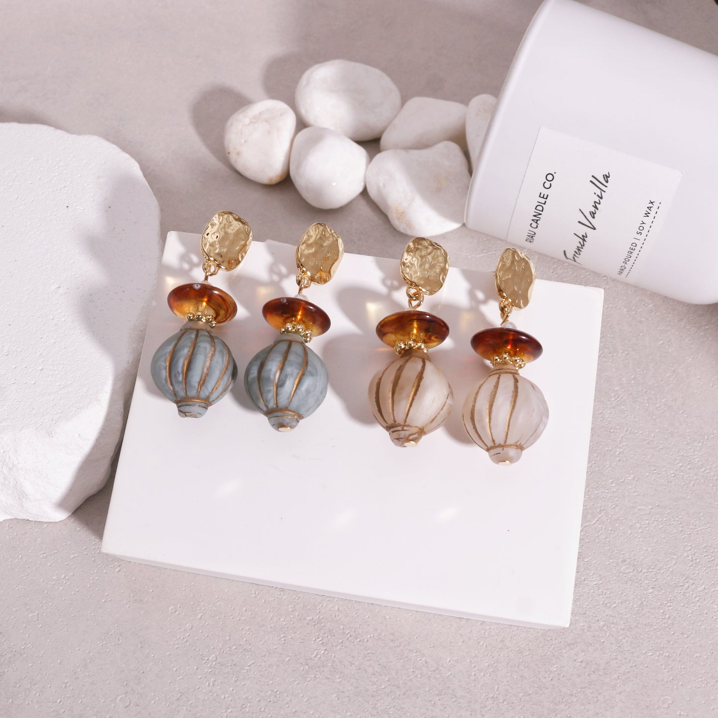 Paisley Vintage Statement Lamp Bead Drop Earrings