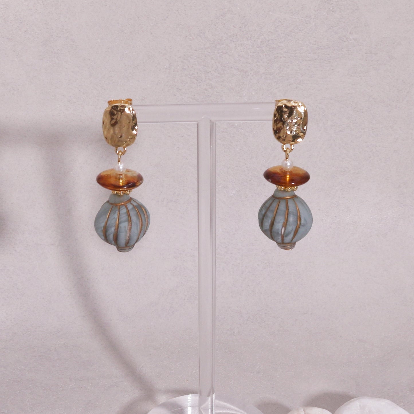 Paisley Vintage Statement Lamp Bead Drop Earrings