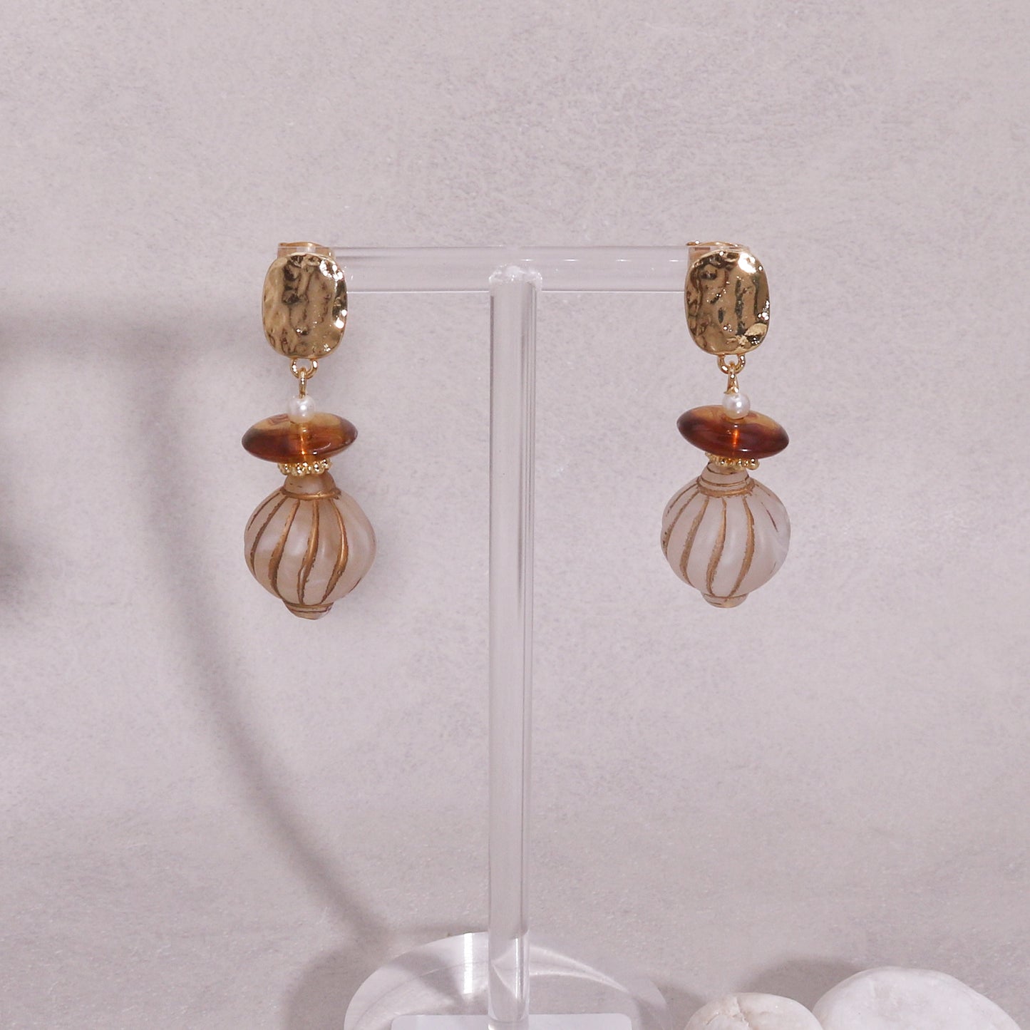 Paisley Vintage Statement Lamp Bead Drop Earrings