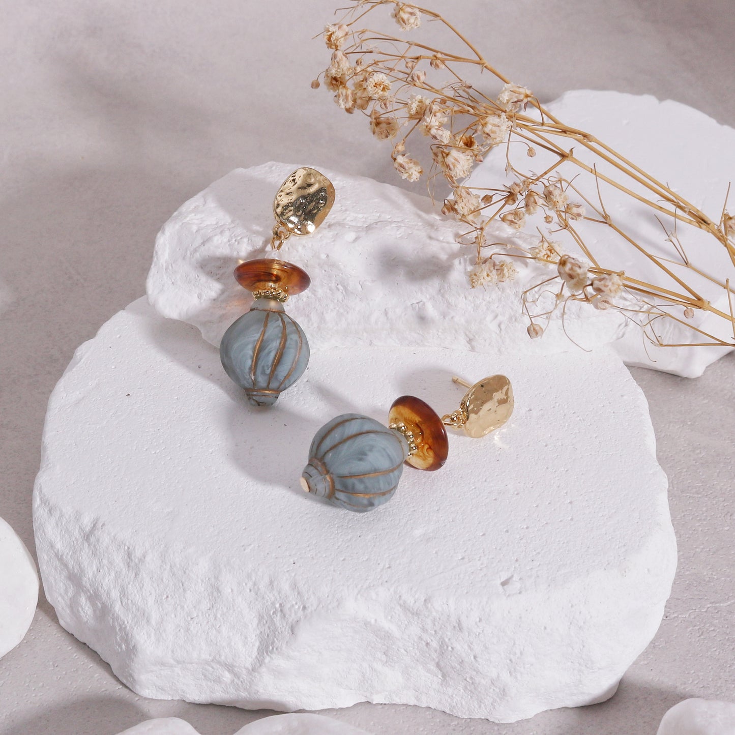 Paisley Vintage Statement Lamp Bead Drop Earrings