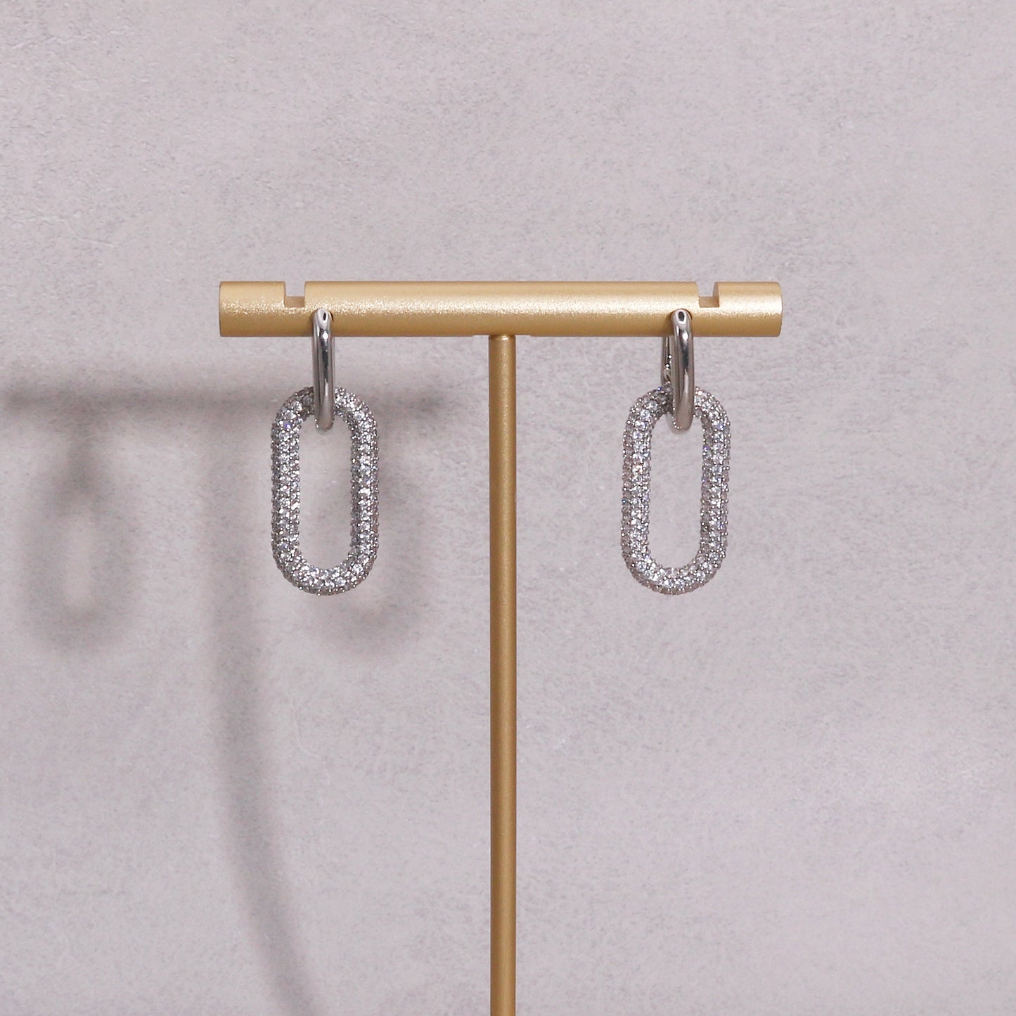 Rylan Pave CZ Oval Hoop Drop Earrings