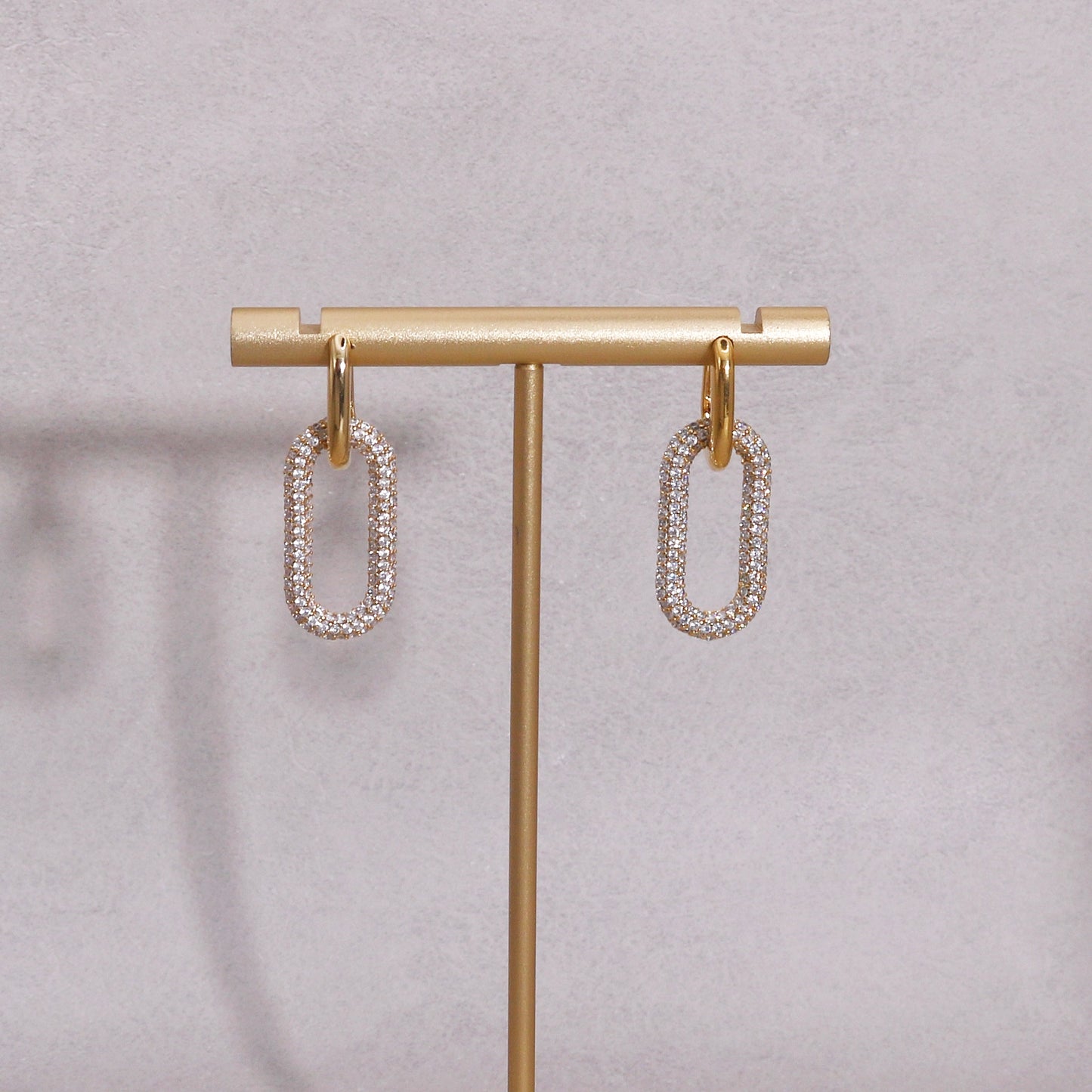 Rylan Pave CZ Oval Hoop Drop Earrings