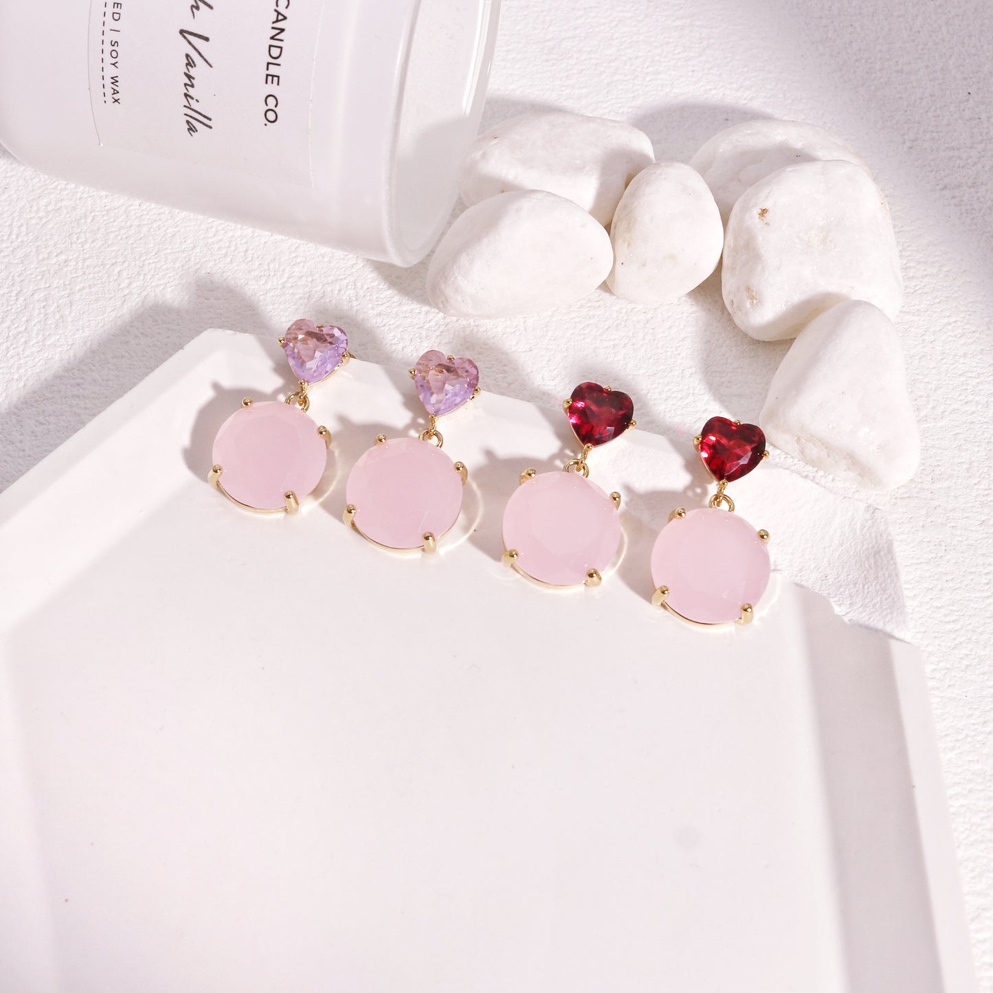 Rose Quartz Crystal Love Drop Earrings