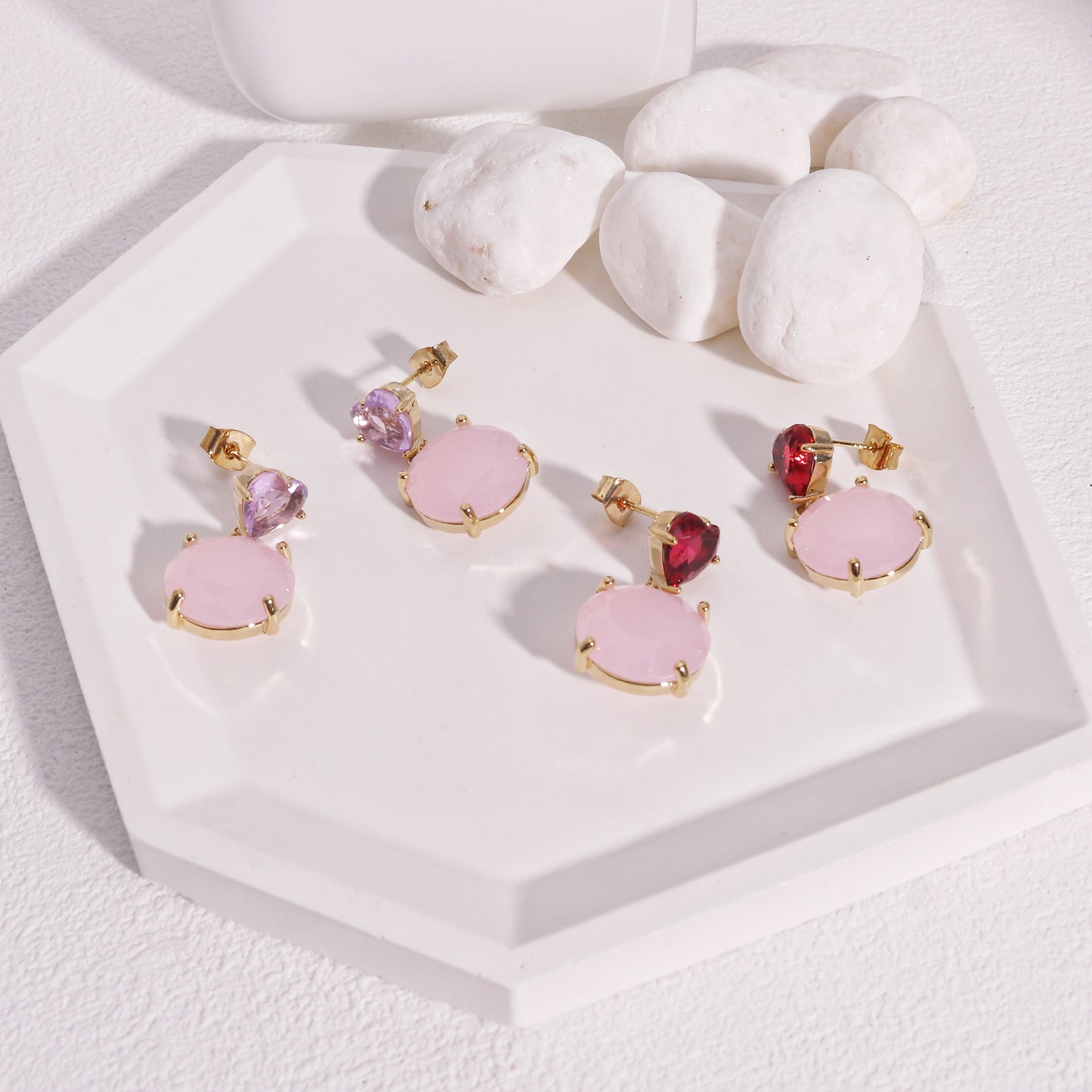 Rose Quartz Crystal Love Drop Earrings