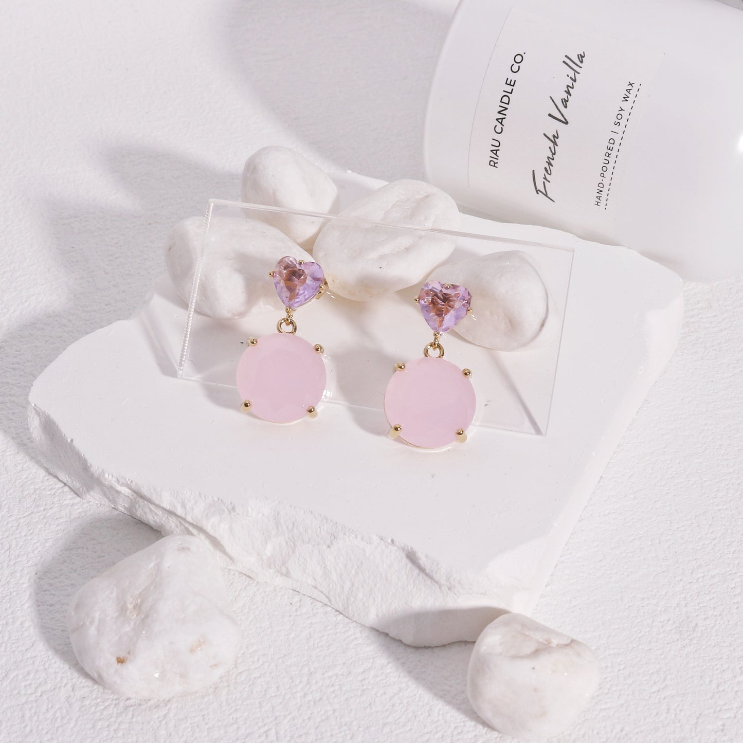Rose Quartz Crystal Love Drop Earrings