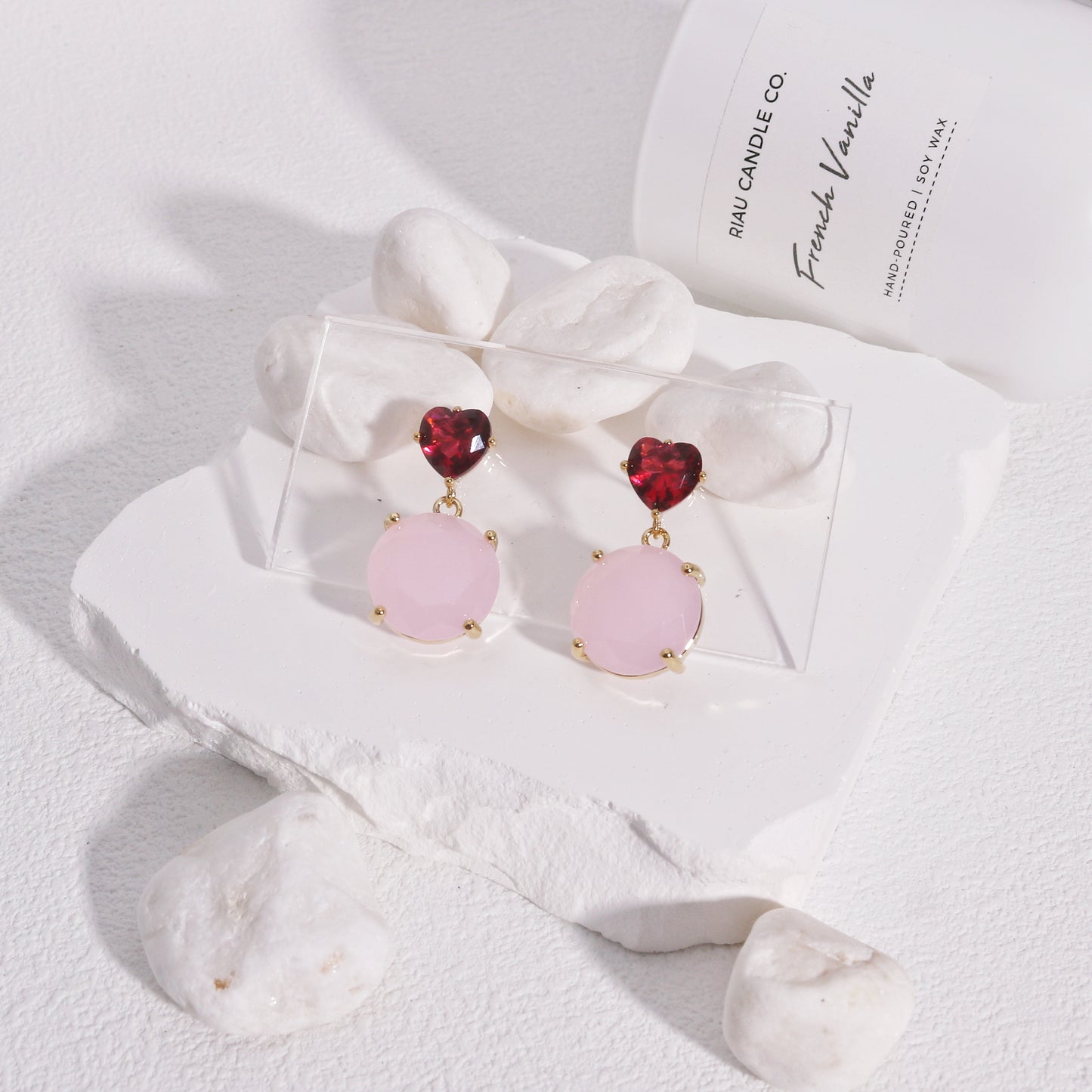 Rose Quartz Crystal Love Drop Earrings