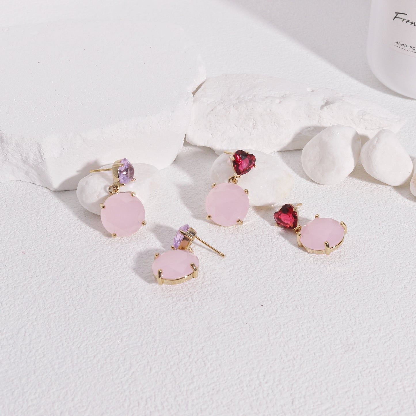 Rose Quartz Crystal Love Drop Earrings