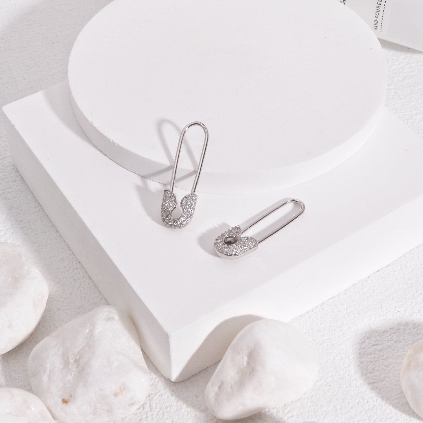 Liberty Minimalist Safety Pin CZ Drop Earrings