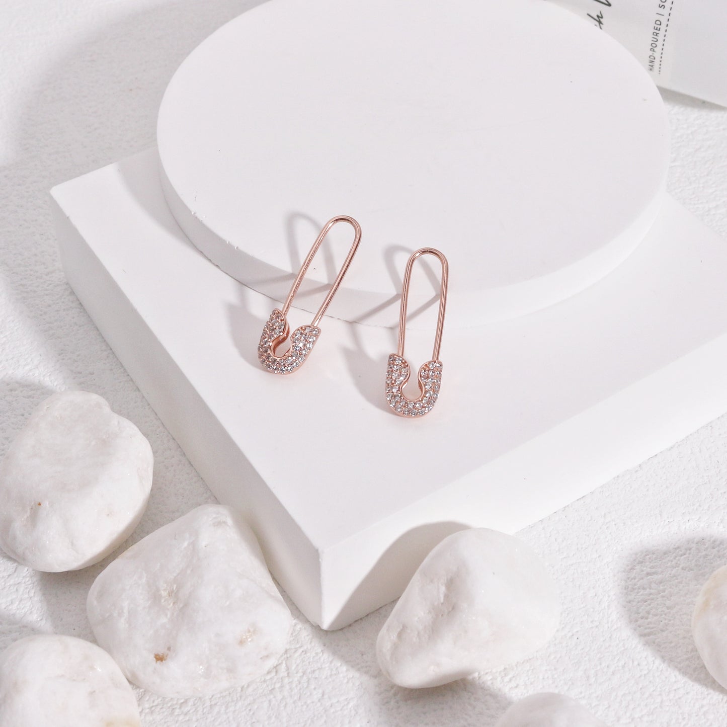 Liberty Minimalist Safety Pin CZ Drop Earrings