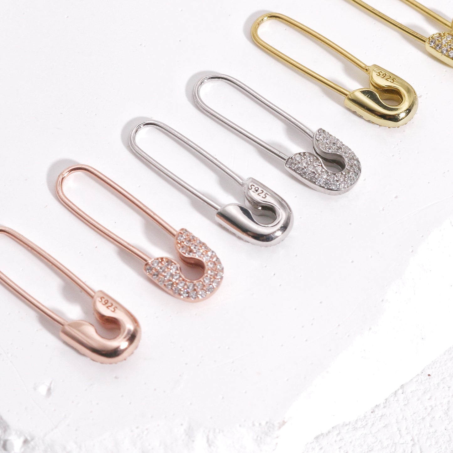 Liberty Minimalist Safety Pin CZ Drop Earrings